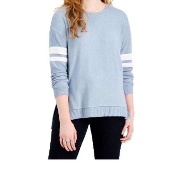 New Hippie Rose Long Sleeve Stripe Top Blue White Crew Neck NEW Juniors XS - Picture 2 of 4